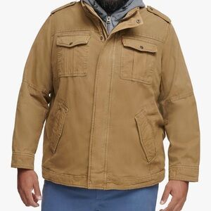 Levi's Men's Washed Cotton Hooded Military Jacket Large Tall LT NEW